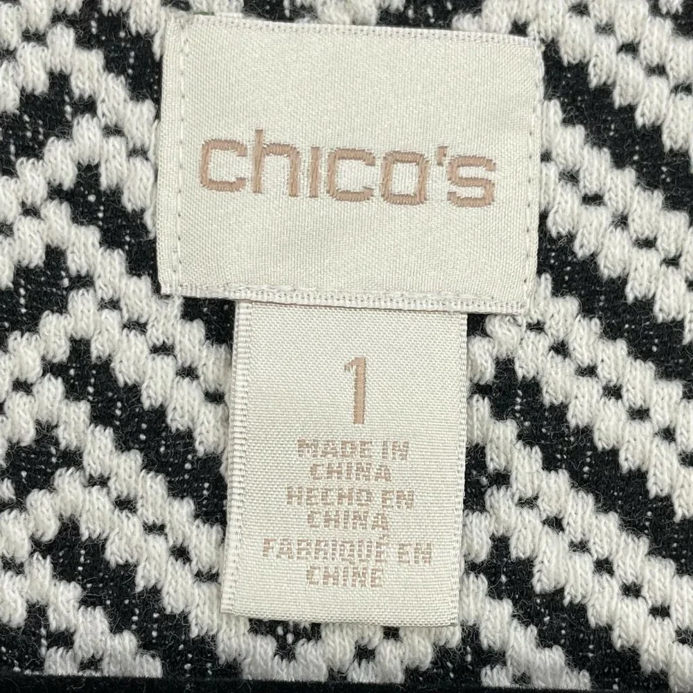 Chicos 1 Womens Medium Jacket‎ 3/4 Sleeve Snap Closure Relax Coat Lagenlook